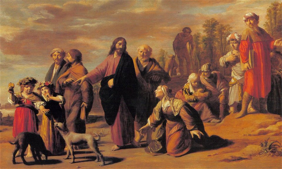 Willem van Oordt - Een Kanaänitische vrouw smeekt Jezus haar dochter te genezen (Matteüs 15-21-28), Marcus 7-24-30) - StCC s12 - Museum Catharijneconvent