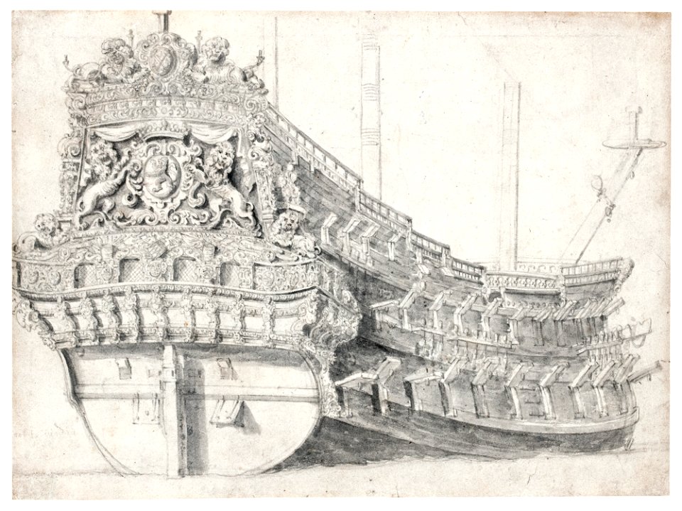 Willem van de Velde de Oude - Portret van een Nederlands oorlogsschip