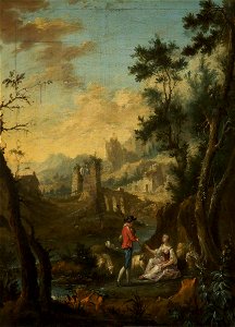 Willem van der Hagen (1675-1745) (attributed to) - Landscape with a Shepherd and a Shepherdess - 1298297 - National Trust