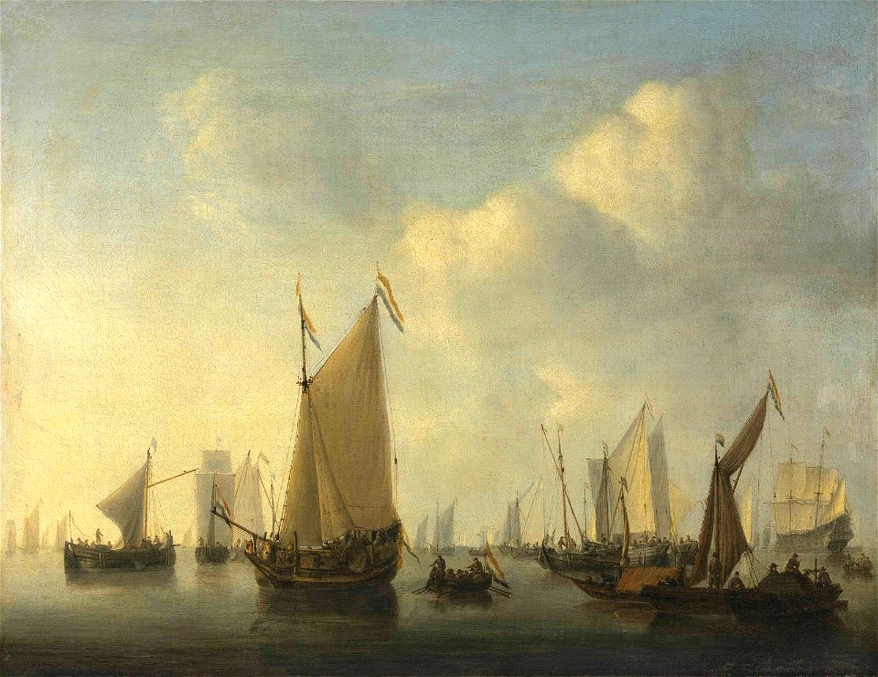 Willem van de Velde II - a states yacht under sail and a pont with sprit 2013 CKS 01164 0015 000