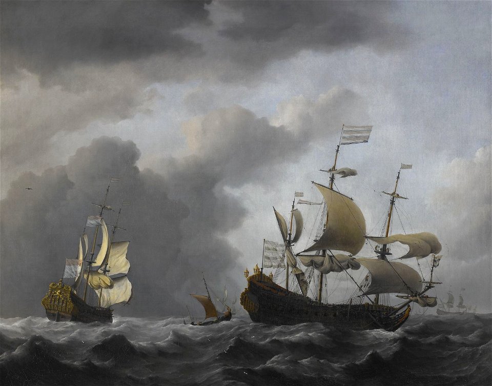 Willem van de Velde II - The 'Golden Leeuw' at Sea in Heavy Weather RCIN 405324