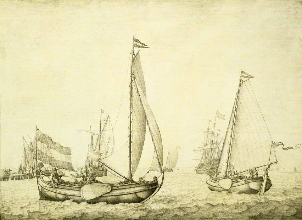 Willem van de Velde I (1611-1693) - Two Dutch Boeier Yachts Under Sail - BHC0867 - Royal Museums Greenwich