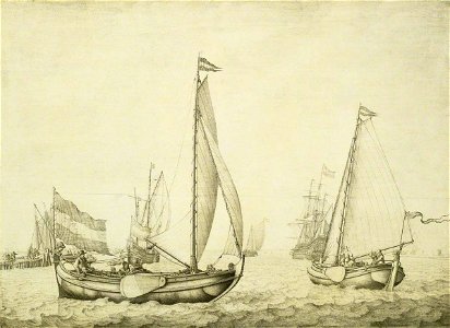 Willem van de Velde I (1611-1693) - Two Dutch Boeier Yachts Under Sail - BHC0867 - Royal Museums Greenwich