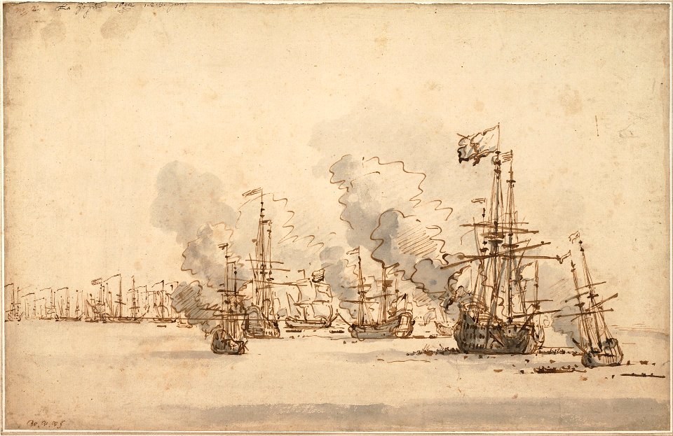 Willem van de Velde the Younger - The Sea Battle at la Hogue, c. 1701 - Google Art Project