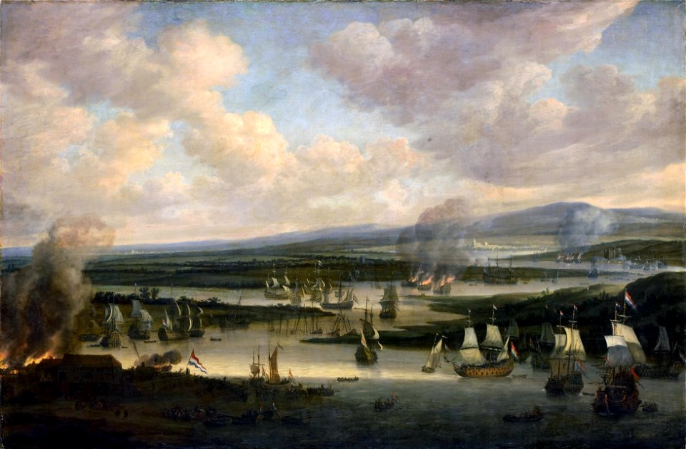 Willem Schellinks - Het verbranden van de Engelse vloot bij Chatham