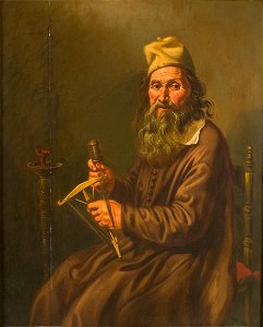 Willem van Odekercken - Oude man bezig garen te winden op een handhaspel - 0329 - Rijksmuseum Twenthe