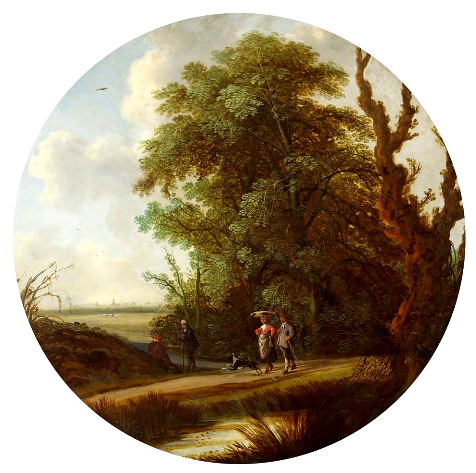 Willem van den Bundel (c.1575-1655) - Landscape with Figures Passing a Pond and a Resting Traveller, a View of Overschie and Rotterdam Beyond - 453839 - National Trust