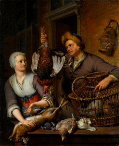 Willem van Mieris - The poultry seller. Free illustration for personal and commercial use.