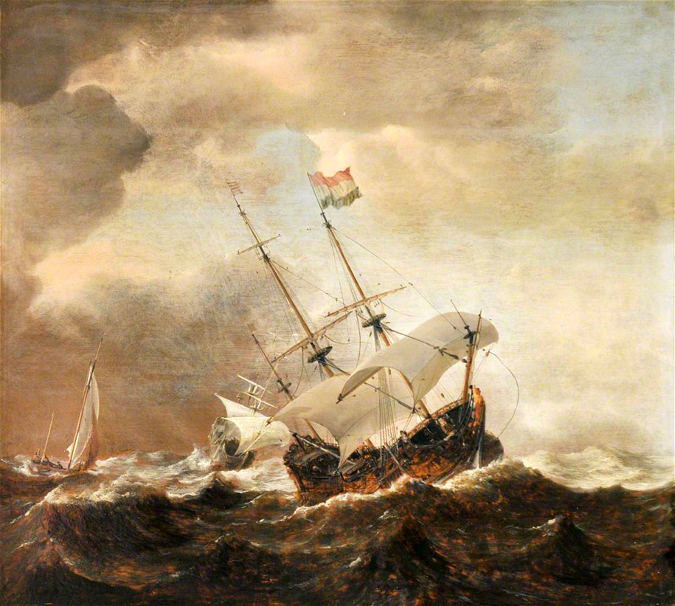 Willem van de Velde II (1633-1707) - Shipping in a Rough Sea - 1298188 - National Trust
