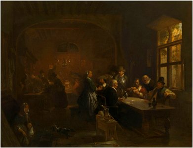 Willem Linnig the Elder - Tavern interior. Free illustration for personal and commercial use.