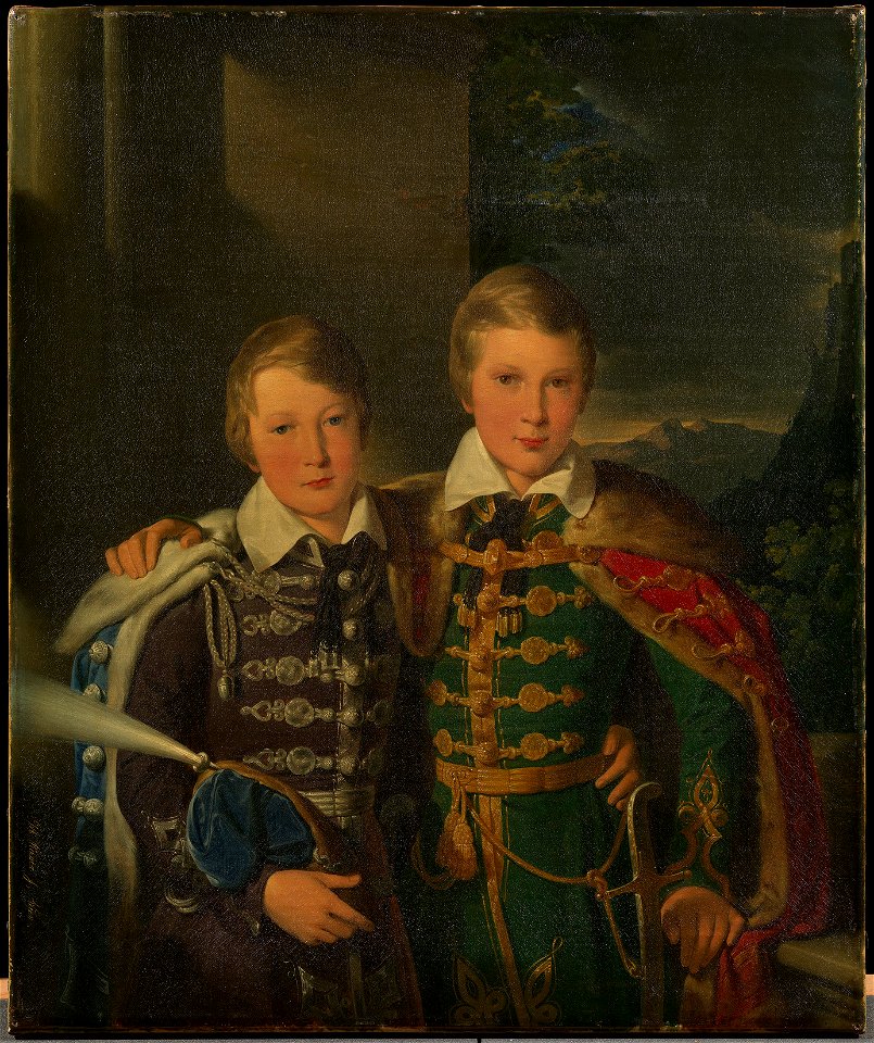 William Augustus Rieder (1796-1880) - Princes Ferdinand (1816-85) and Augustus (1818-81) of Saxe-Coburg and Gotha when children - RCIN 403689 - Royal Collection