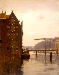 Willem Witsen, Pakhuizen aan een Amsterdamse gracht op Uilenburg