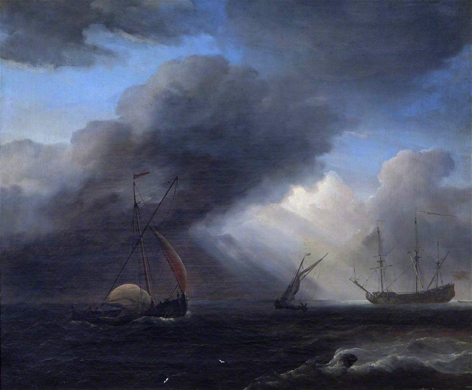Willem van de Velde II (1633-1707) (studio of) - A Small Ship before an Approaching Storm - 1401177 - National Trust