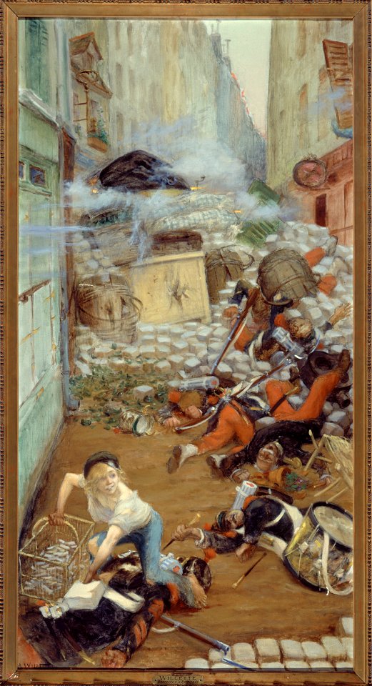 Willette, Adolphe Léon - Gavroche ramassant des balles pour la barricade - 199 - Maison de Victor Hugo