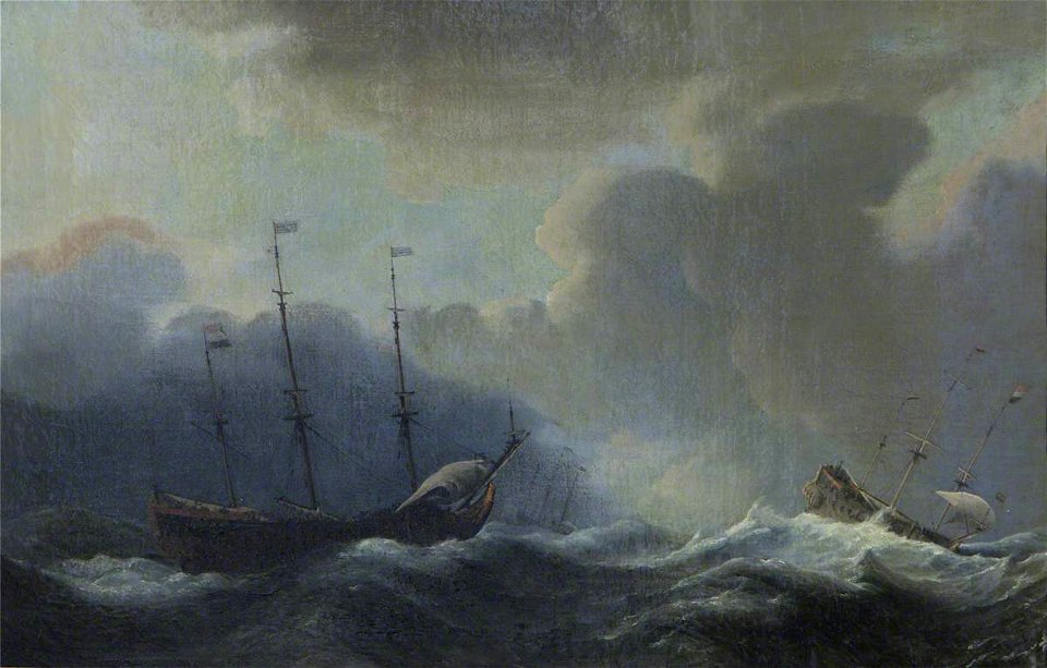 Willem van de Velde I (1611-1693) - Three Ships in a Squall - 1401147 - National Trust