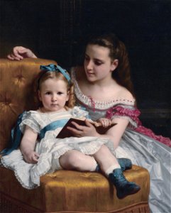 William Adolphe Bouguereau Portrait of Eva and Frances Johnston. Free illustration for personal and commercial use.