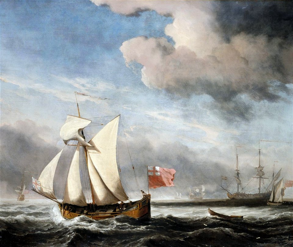 Willem van de Velde the Younger (1633-1707) - The 'Royal Escape' in a Breeze - RCIN 405211 - Royal Collection