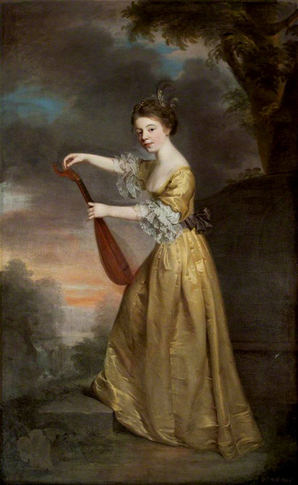 William Bell (1740-1804) - Sophia Anne Delaval (1755–1793), Later Mrs Jadis, Tuning a Mandolin in a Landscape Setting - 1276754 - National Trust