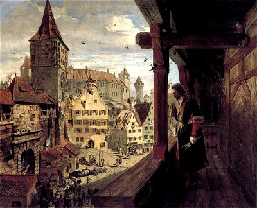 William Bell Scott - Albrecht Duerer on the Balcony of his House