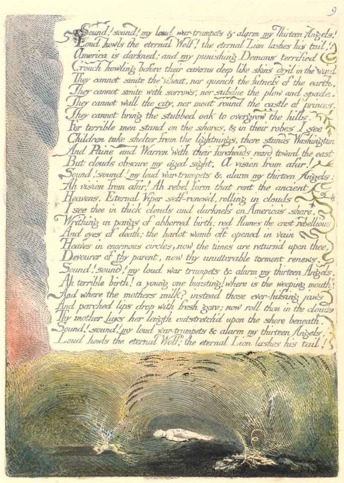 William Blake - America. A Prophecy, Plate 11, Sound! Sound! My Loud War-Trumpets.... - Google Art Project