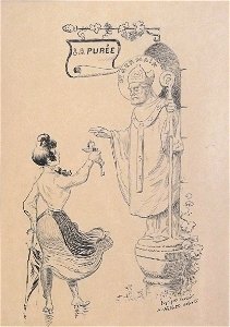 Willette A. - Ink - La purée-Saint Germain - Portrait d'Eugénie Buffet - 28,8x20,5cm