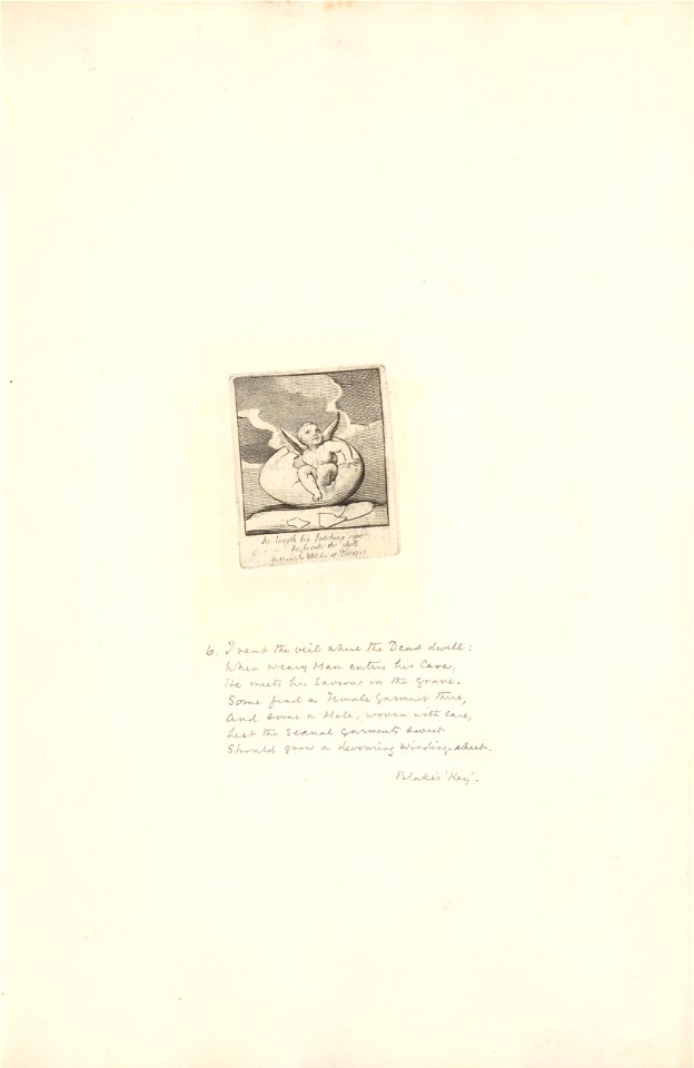 William Blake - For the Sexes- The Gates of Paradise, Plate 8, At length for hatching ripe he breaks the shell - Google Art Project