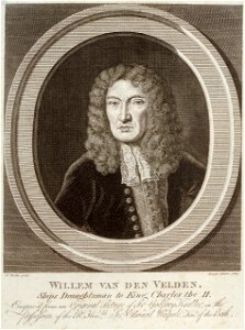 Willem van de Velde, by Gerard Sibelius after Godfrey Kneller. Free illustration for personal and commercial use.