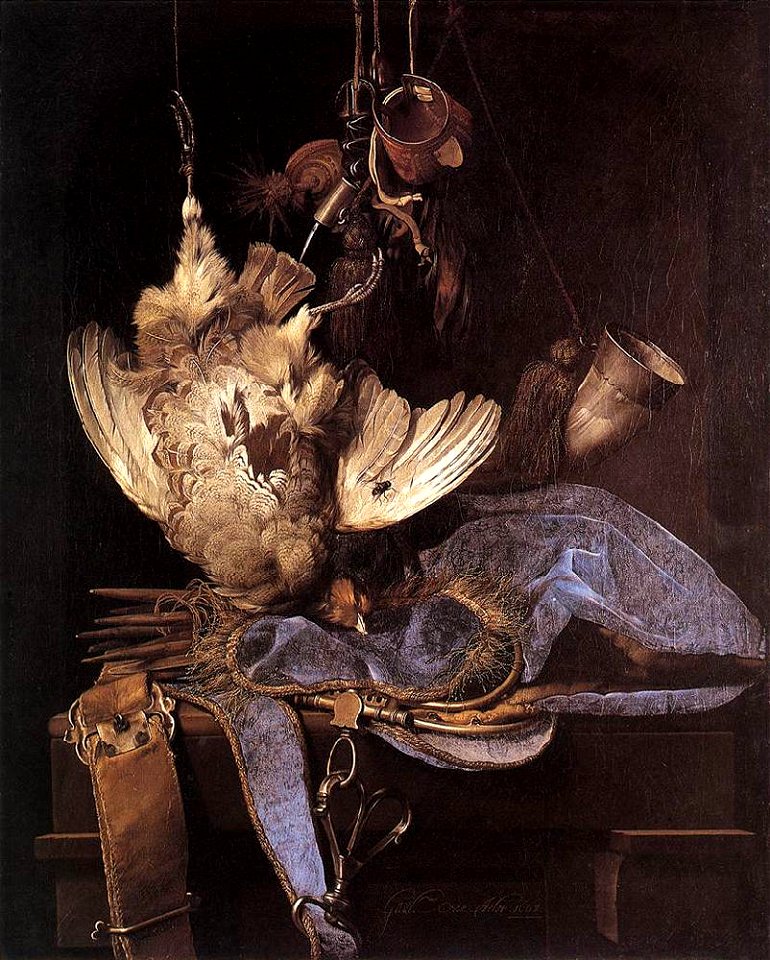 Willem van Aelst - Stilleven met jachttoebehoren en wild