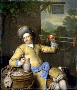 Willem van Mieris - The Trumpetter. Free illustration for personal and commercial use.