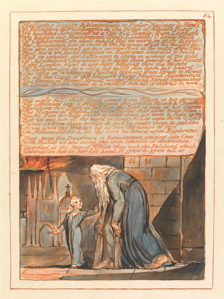 William Blake - Jerusalem, Plate 84, Highgates heights & Hampstead.... - Google Art Project