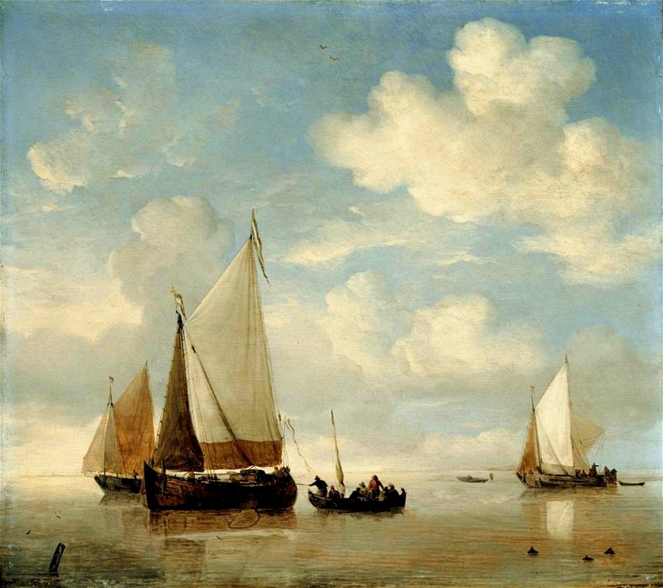 Willem van de Velde (II) - Calm - Dutch Smalschips and a Rowing Boat - WGA24525