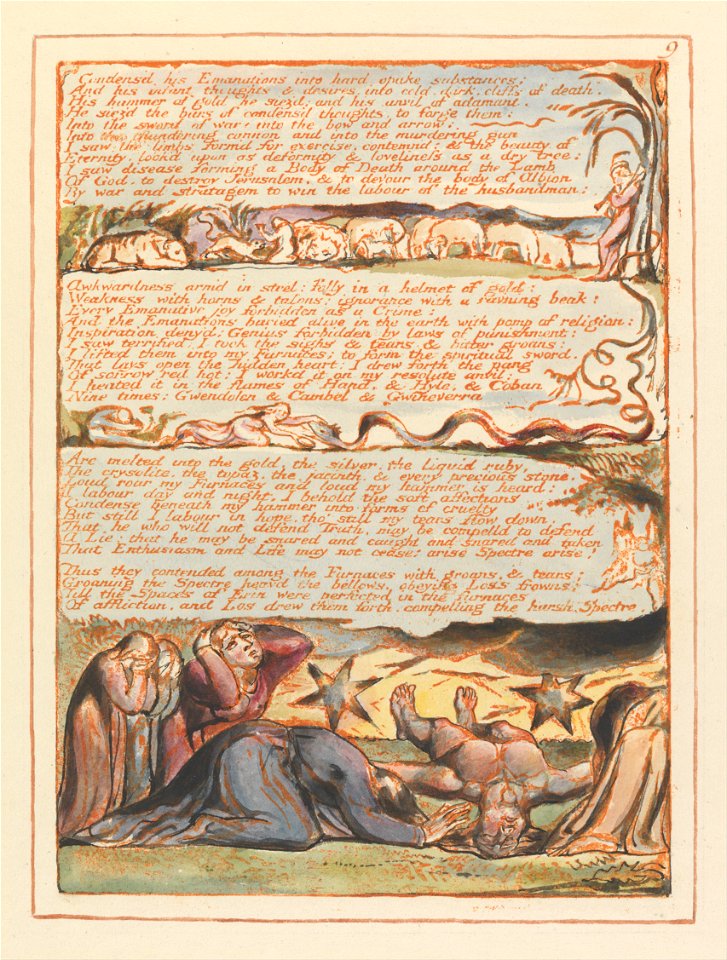 William Blake - Jerusalem, Plate 9, Condens'd his Emanations.... - Google Art Project