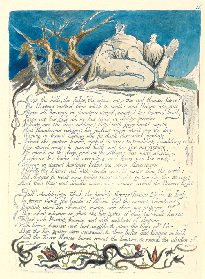William Blake - America. A Prophecy, Plate 18, Over the Hills.... - Google Art Project