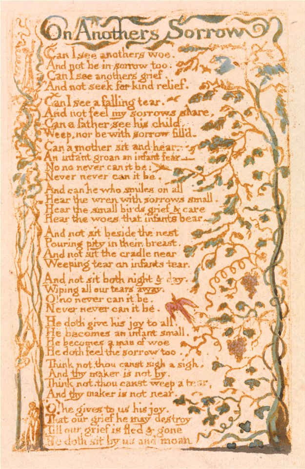 William Blake - Songs of Innocence, Plate 24, On Anothers Sorrow (Bentley 27) - Google Art Project