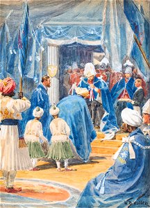 William Barnes Wollen - Wollen-98228 - George V investing an Indian Prince with The Star of India