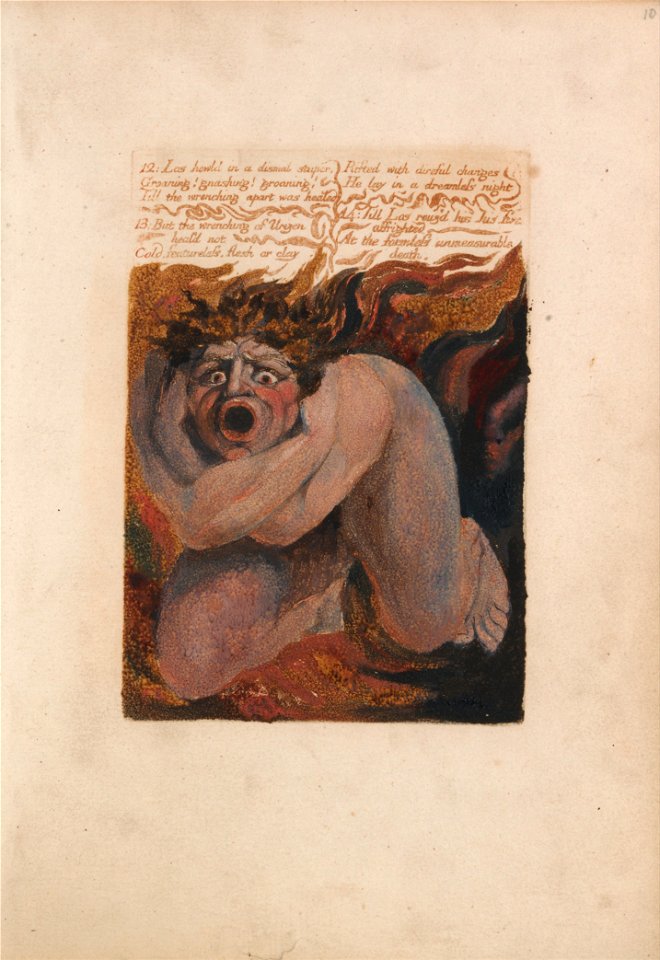 William Blake - The First Book of Urizen, Plate 10, 12- Los Howld in a Dismal Stupor.... (Bentley 7) - Google Art Project