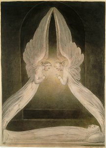 William Blake - Christ in the Sepulchre, Guarded by Angels. Free illustration for personal and commercial use.