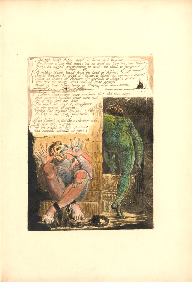 William Blake - Europe. A Prophecy, Plate 15, The red limb'd Angel . . . .  (Bentley 16) - Google Art Project