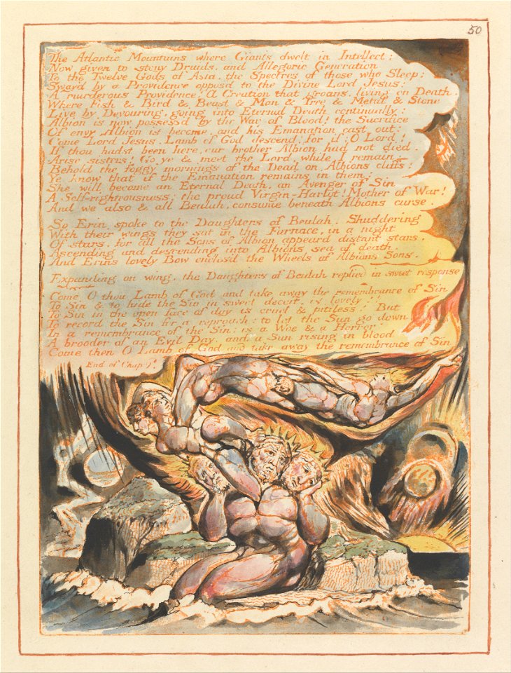William Blake - Jerusalem, Plate 50, The Atlantic Mountains.... - Google Art Project