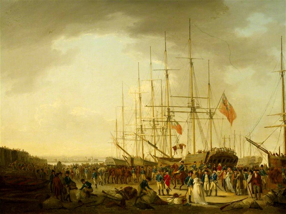 William Anderson (1757-1837) - Cavalry Embarking at Blackwall, 24 April 1793 - BHC1805 - Royal Museums Greenwich