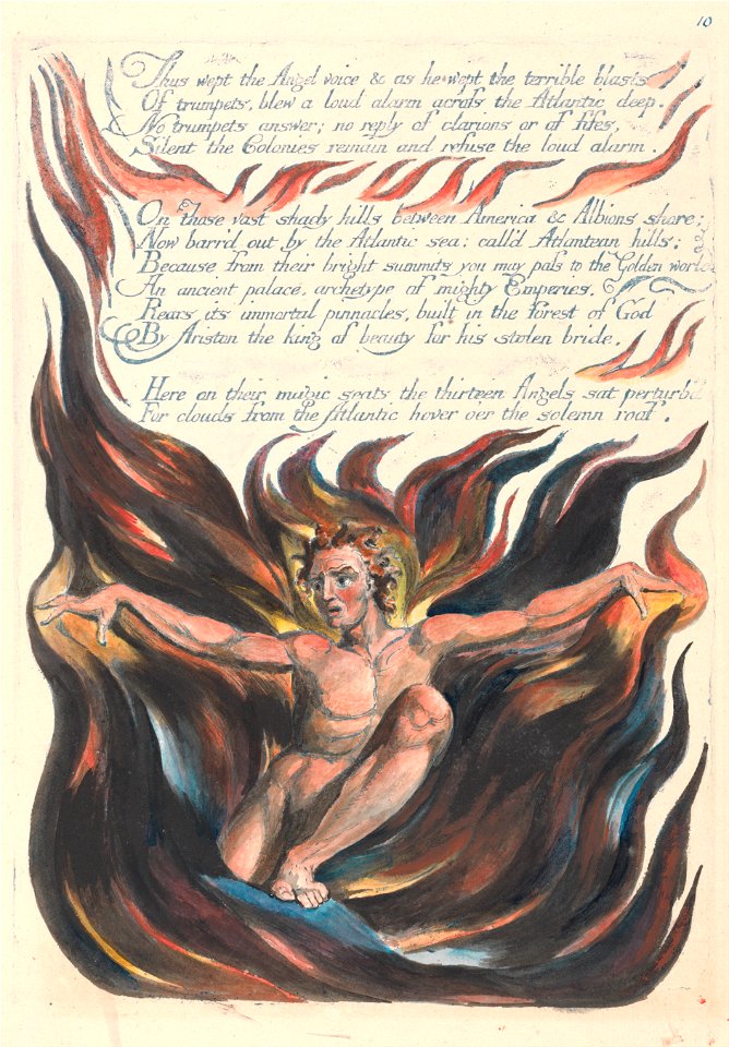 William Blake - America. A Prophecy, Plate 12, Thus Wept the Angel Voice.... - Google Art Project