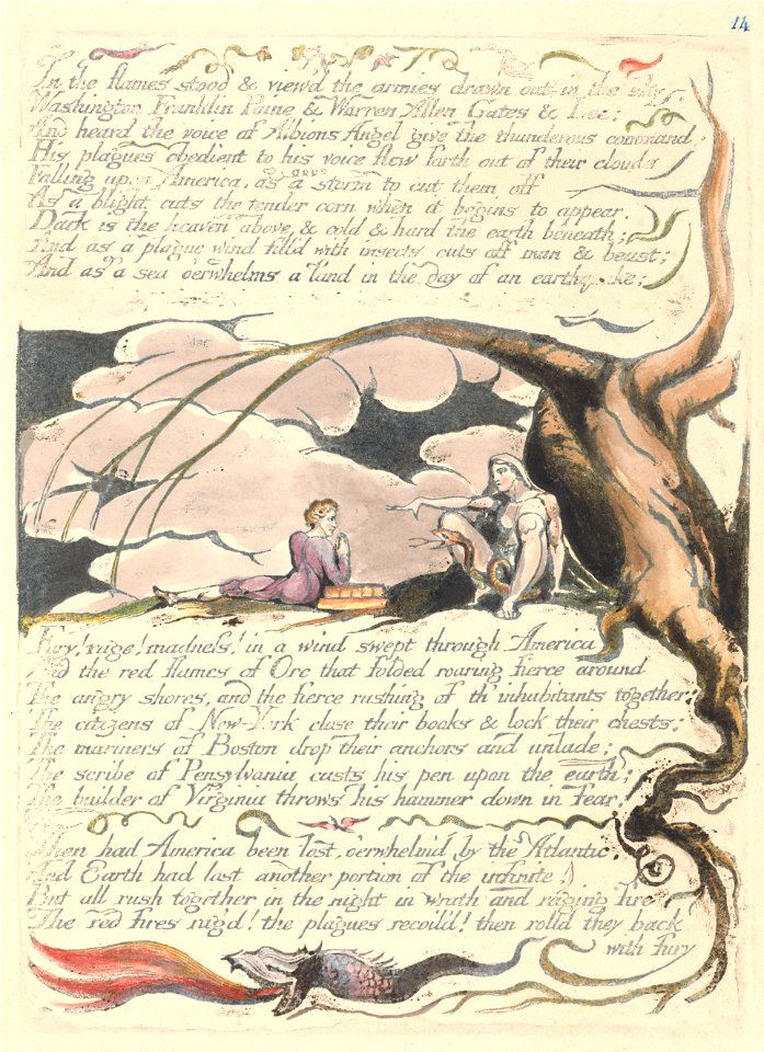William Blake - America. A Prophecy, Plate 16, In the Flames Stood.... - Google Art Project