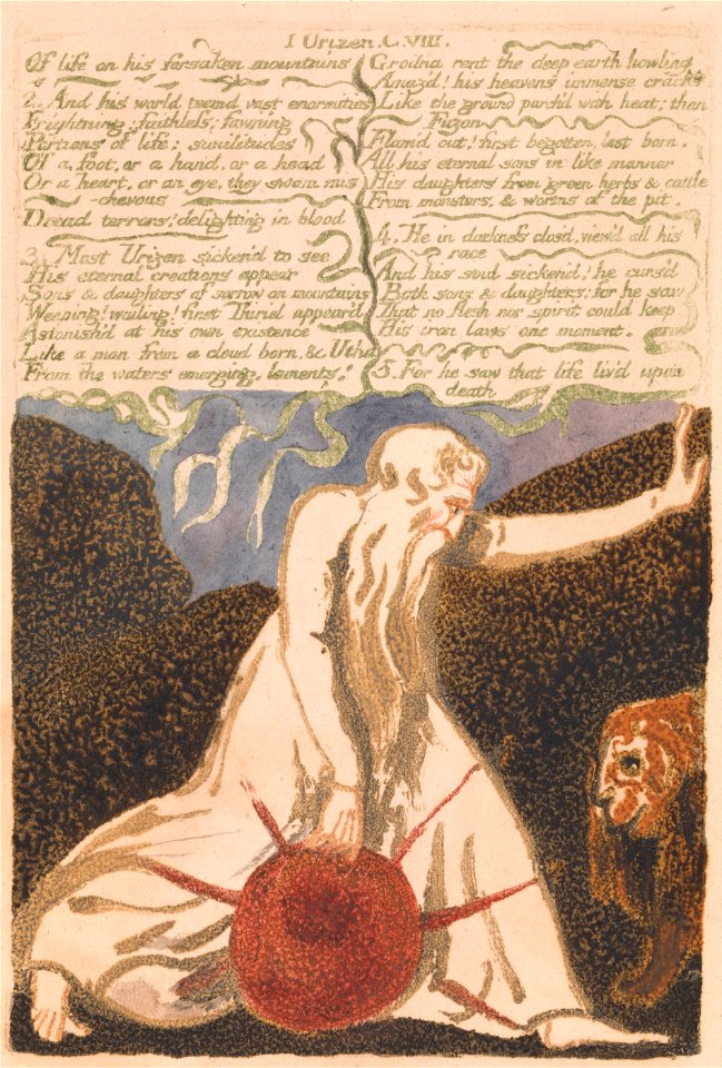 William Blake - The First Book of Urizen, Plate 20, Of life forsaken mountains . . . . (Bentley 23) - Google Art Project
