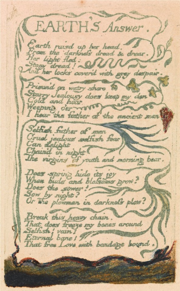 William Blake - Songs of Innocence and of Experience, Plate 35, Earth's Answer (Bentley 31) - Google Art Project