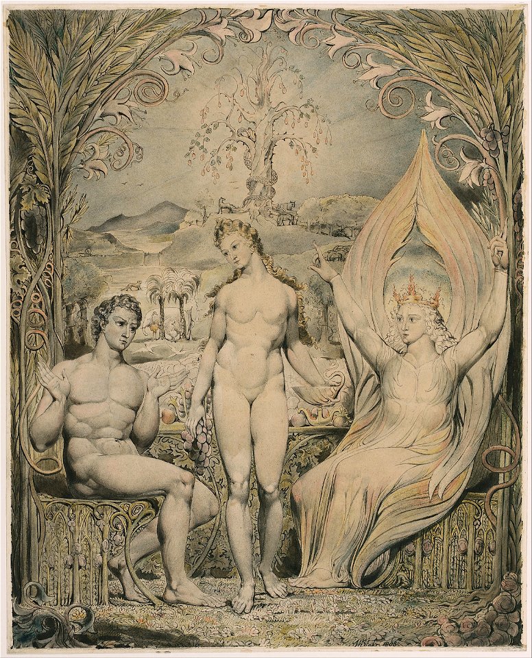 William Blake - The Archangel Raphael with Adam and Eve (Illustration to Milton's Paradise Lost) - Google Art Project