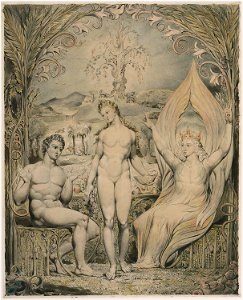 William Blake - The Archangel Raphael with Adam and Eve (Illustration to Milton's Paradise Lost) - Google Art Project