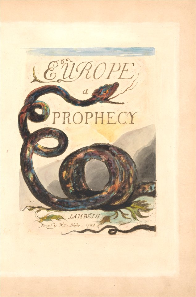 William Blake - Europe. A Prophecy, Plate 2, Title Page - Google Art Project