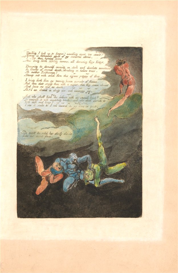 William Blake - Europe. A Prophecy, Plate 4, Unwilling I look up . . . .  (Bentley 5) - Google Art Project