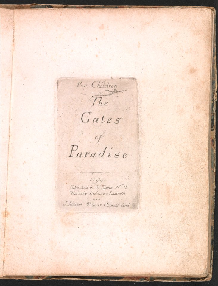 William Blake - For Children. The Gates of Paradise, Plate 2, Title Page - Google Art Project