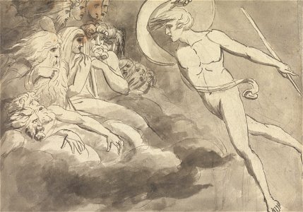 William Blake - Satan Approaching the Court of Chaos - Google Art Project. Free illustration for personal and commercial use.